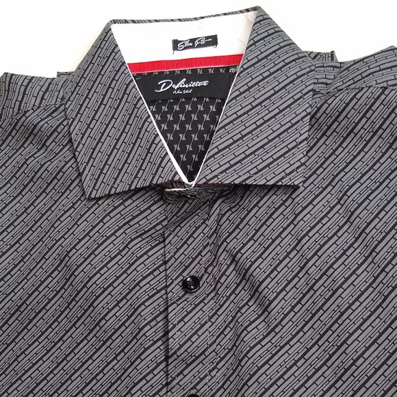 NWOT Grey Black Patterned Button Down Dress Shirt - Picture 3 of 10